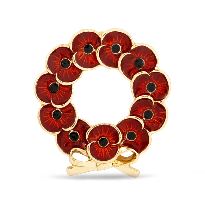 Poppy Wreath Bow Pin