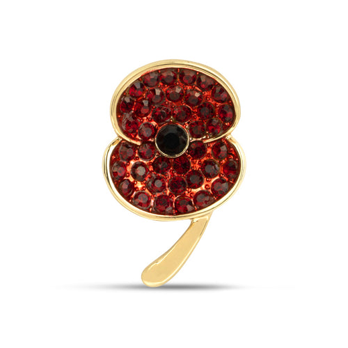 Pave Gold Tone Poppy Pin