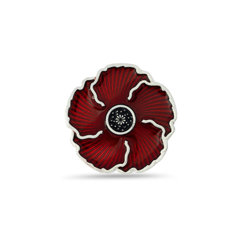 British Pewter Red Textured Poppy Pin