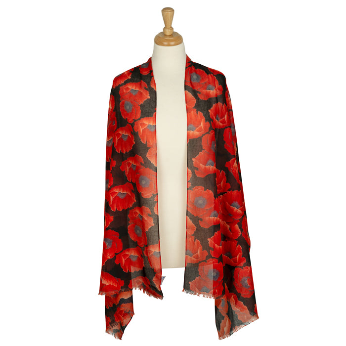 Tumbling Poppies rPET Lightweight Scarf