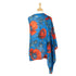 Ornate Poppies Large Plisse Blue Lightweight Scarf