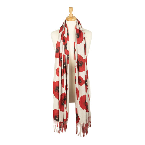 Large Poppy on Cream Soft-Touch Scarf