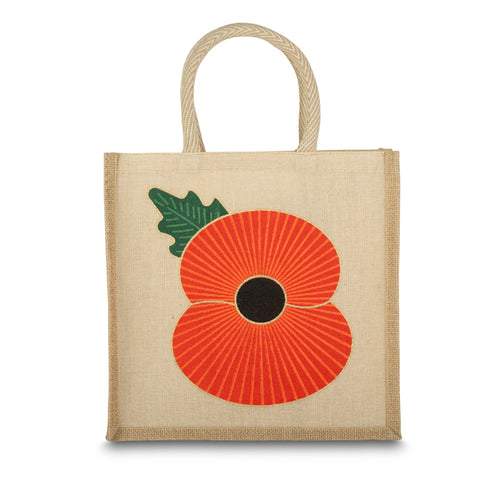 Poppy Foiled Medium Jute Bag