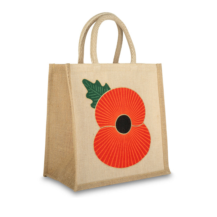 Poppy Foiled Medium Jute Bag