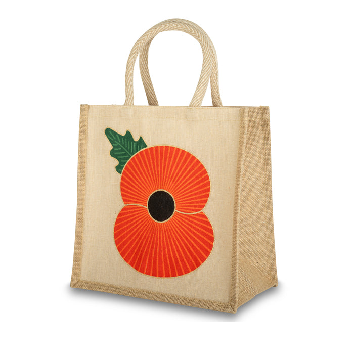 Poppy Foiled Medium Jute Bag