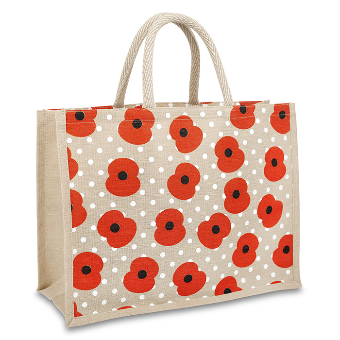 Poppy Spot Large Jute Bag Poppy Shop UK