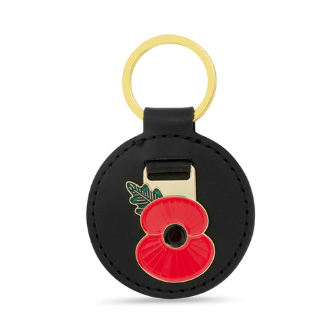 Ridged Poppy Leather Key Fob