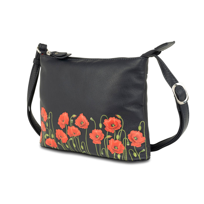 Poppy Field Leather Crossbody Bag