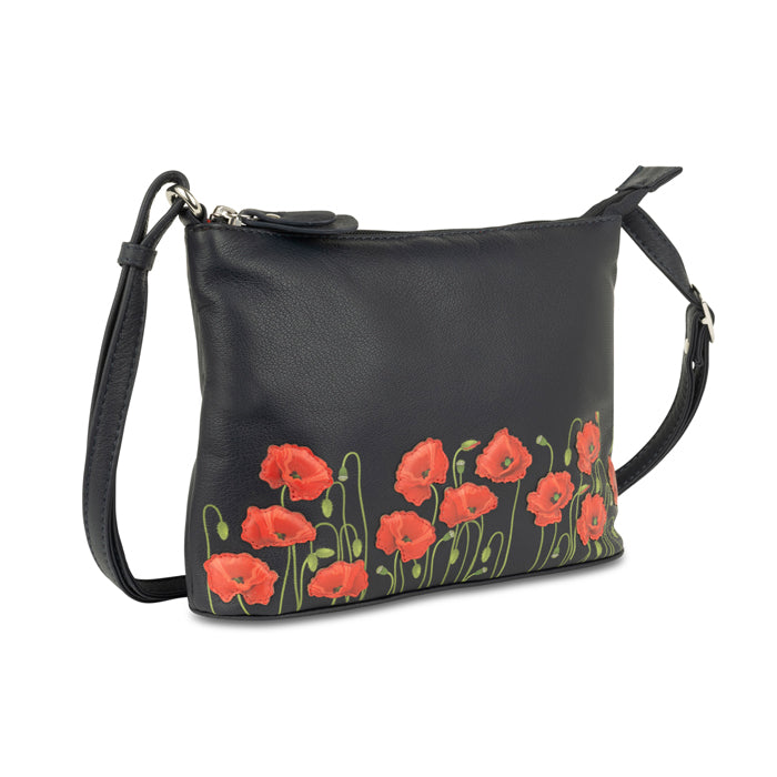 Poppy Field Leather Crossbody Bag