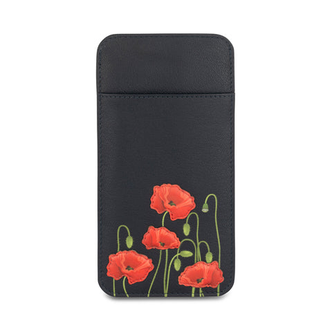 Poppy Field Leather Glasses Case