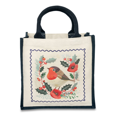 Robin and Poppy Christmas Jute Bag