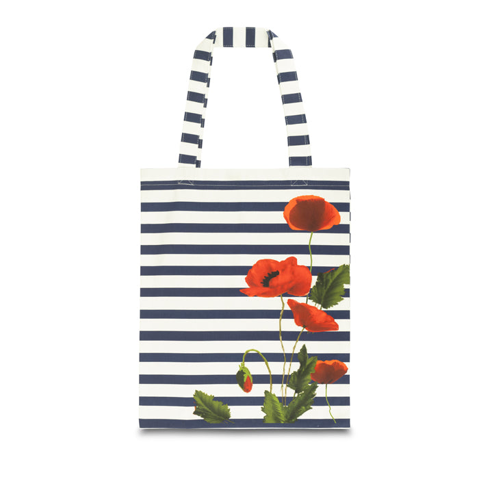 Nautical Stripe and Poppy Tote Bag