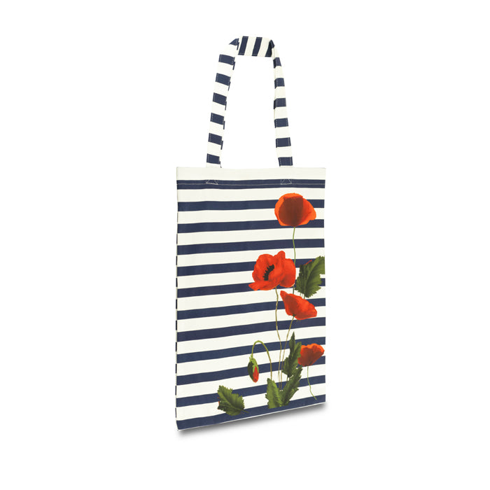 Nautical Stripe and Poppy Tote Bag