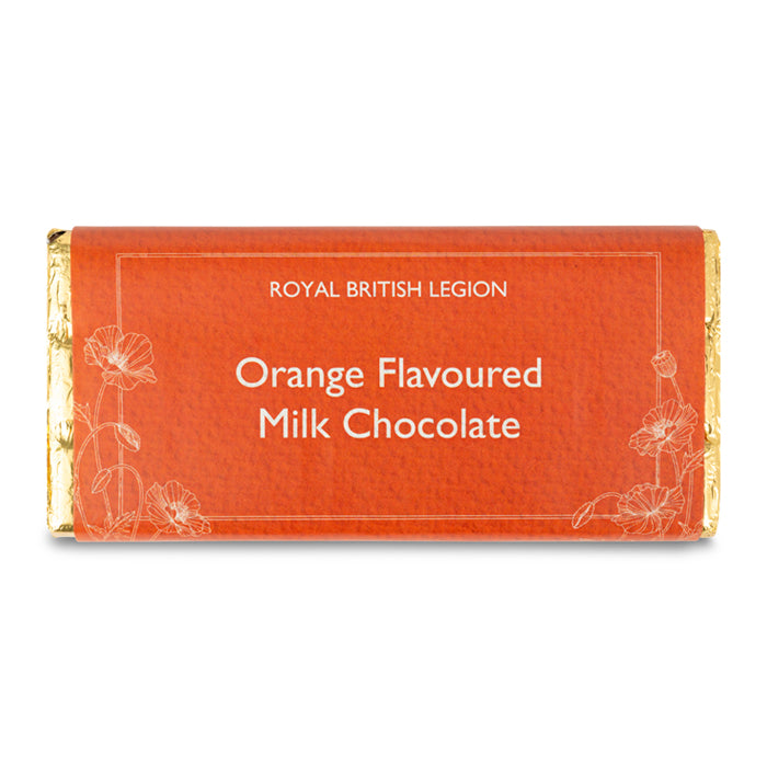 Royal British Legion Luxury Orange Milk Chocolate Bar Poppy Shop Uk