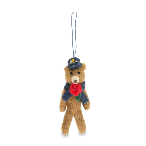 RAF Bear with Poppy Felt Christmas Decoration