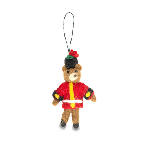 Guardsman Bear Poppy Felt Christmas Decoration