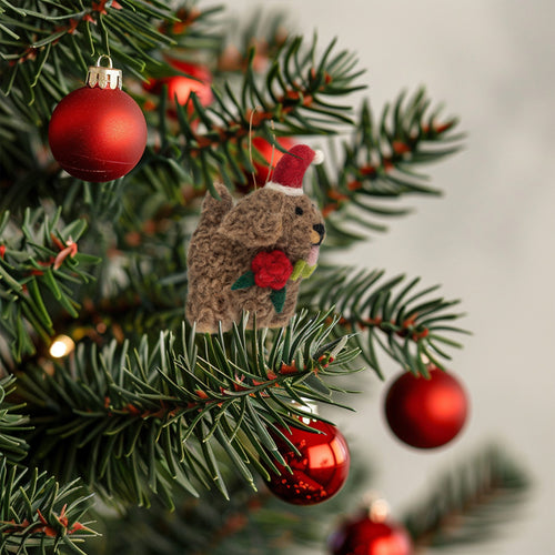 Cockapoo with Santa Hat Poppy Felt Christmas Decoration