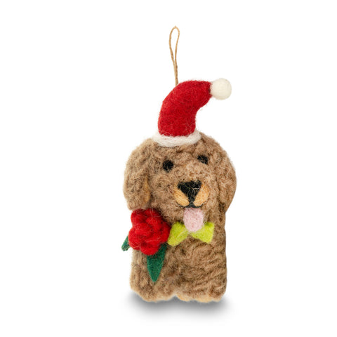 Cockapoo with Santa Hat Poppy Felt Christmas Decoration