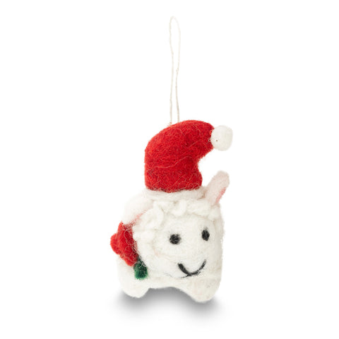 Sheep with Santa Hat Poppy Felt Christmas Decoration