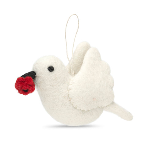 Dove with Poppy Felt Christmas Decoration