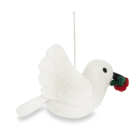 Dove with Poppy Felt Christmas Decoration