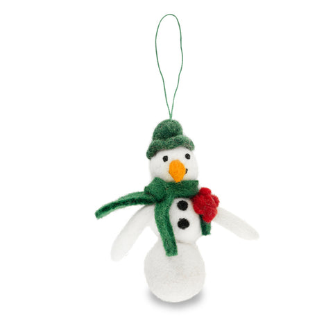 Snowman with Poppy Felt Christmas Decoration