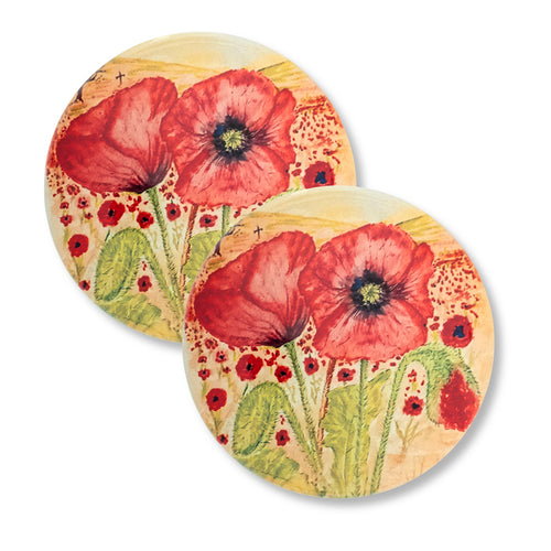 Bravo 22 Poppy Field Coasters - Pack of 2