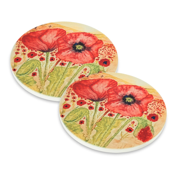 Bravo 22 Poppy Field Coasters - Pack of 2