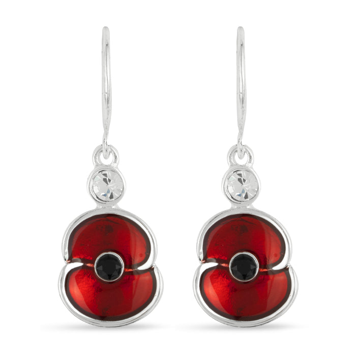 Poppy Drop Silver Tone Earrings