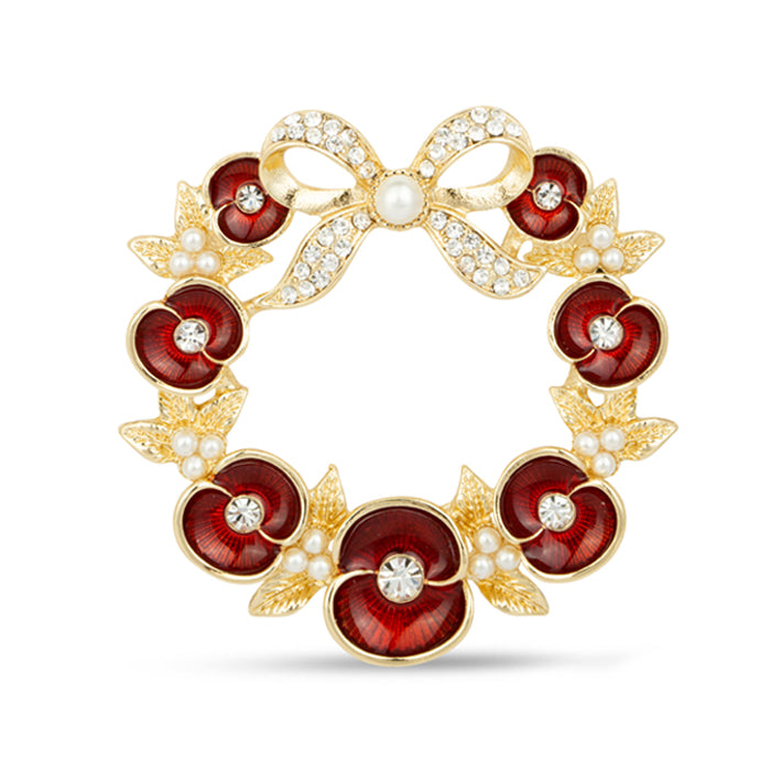 Poppy Bow Wreath Brooch