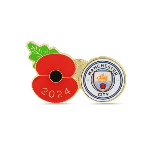 Manchester City Poppy Football Pin 2024