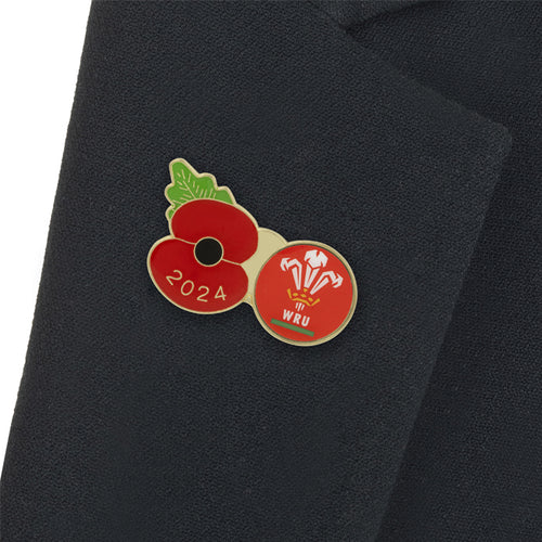 Welsh Rugby Union Poppy Rugby Pin 2024