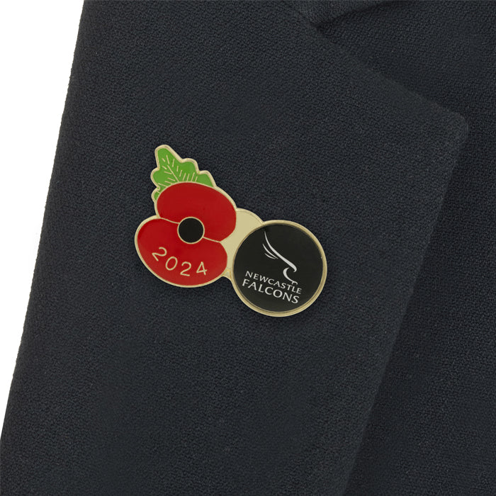 Newcastle Falcons Poppy Rugby Pin 2024