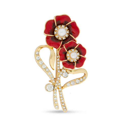 Poppy Pearl Gold Plated Brooch