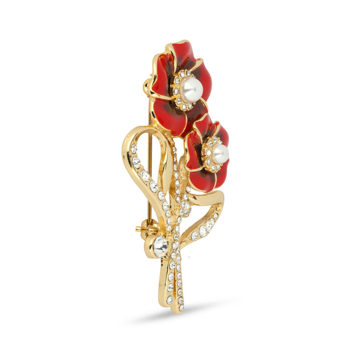 Poppy Pearl Gold Plated Brooch