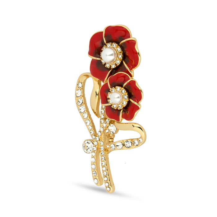 Poppy Pearl Gold Plated Brooch