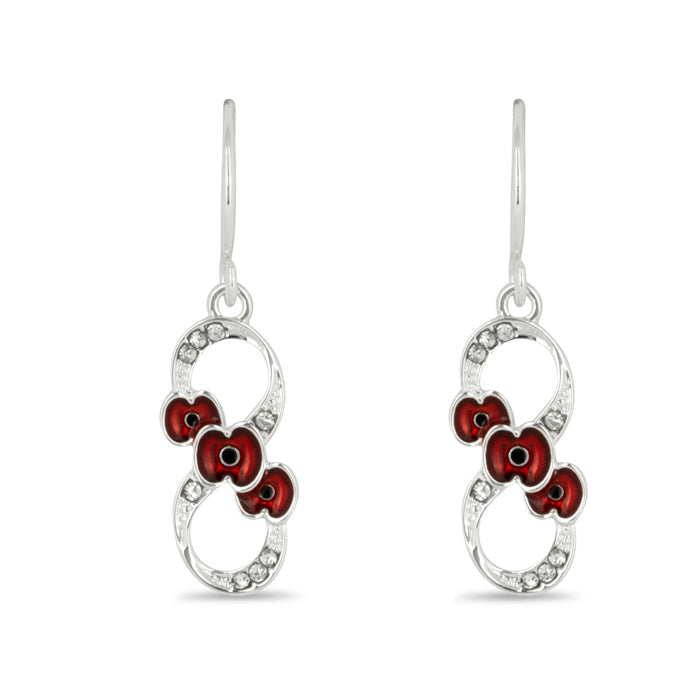 Infinity Crystal Poppy Drop Earrings