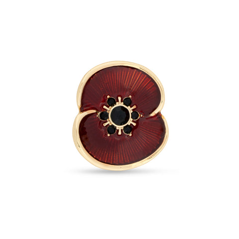 Enamel & Stone Centre Poppy Pin