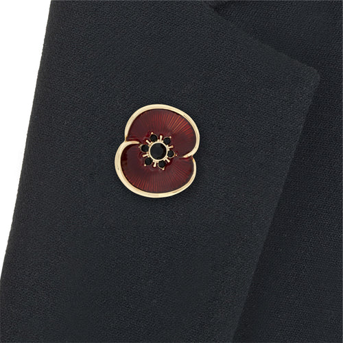 Enamel & Stone Centre Poppy Pin