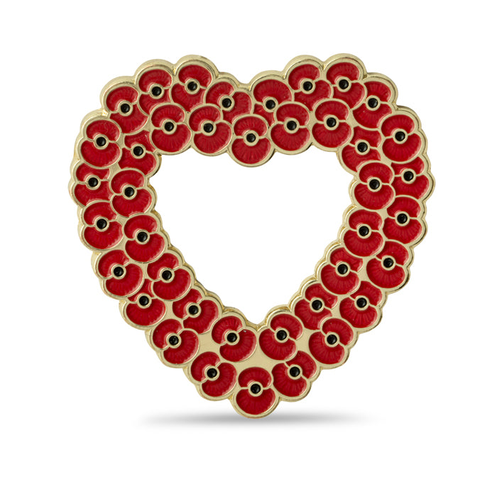 Ridged Poppy Heart Wreath Brooch