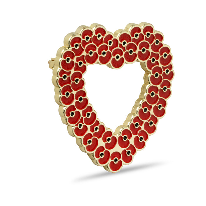 Ridged Poppy Heart Wreath Brooch