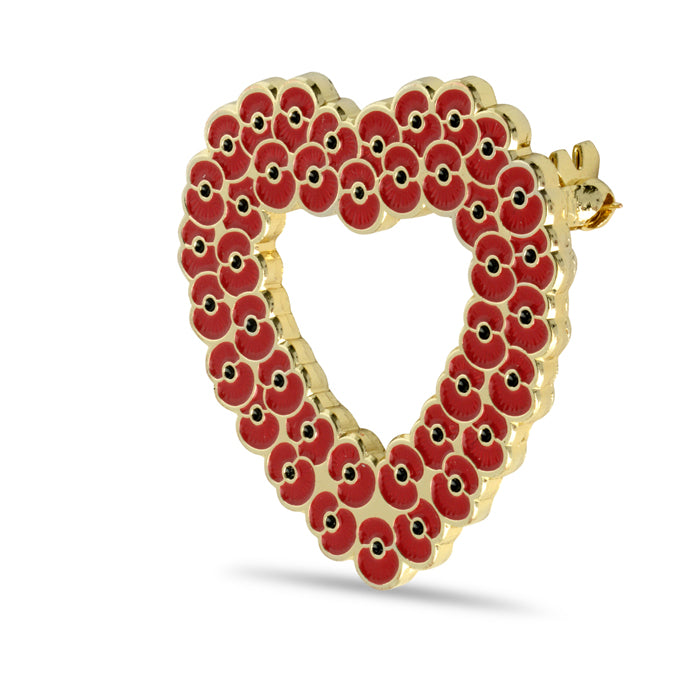 Ridged Poppy Heart Wreath Brooch