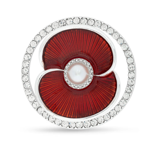 Poppy Crystal Circle Brooch