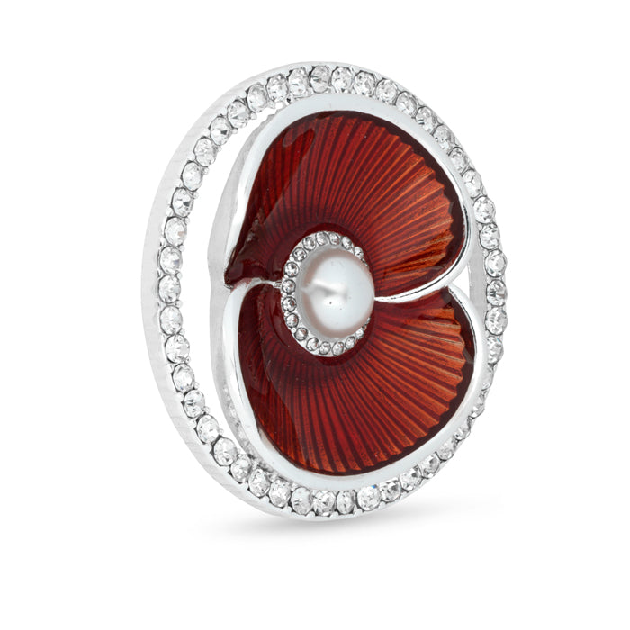 Poppy Crystal Circle Brooch