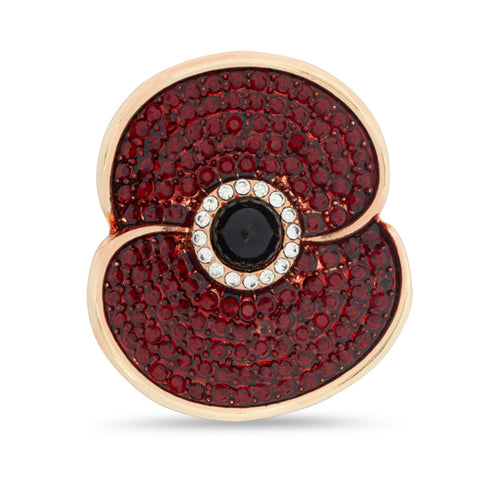 Pave Crystal Poppy Brooch