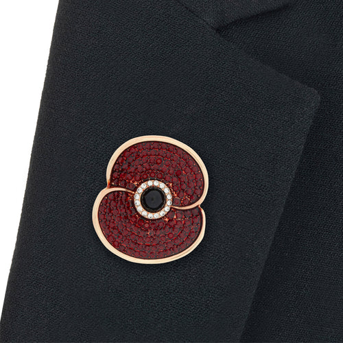 Pave Crystal Poppy Brooch