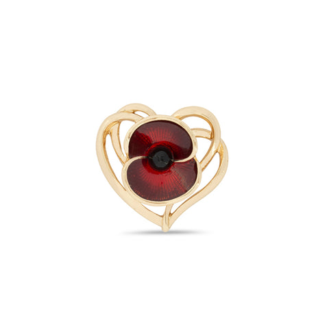 Entwined Heart Poppy Pin