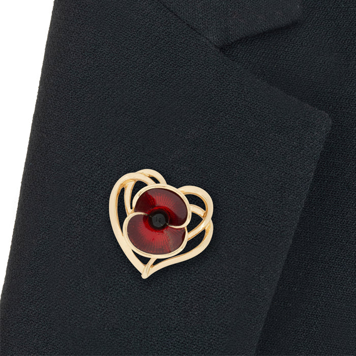 Entwined Heart Poppy Pin