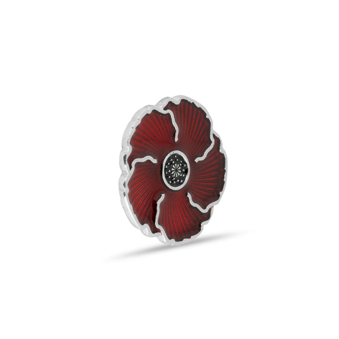 British Pewter Red Textured Poppy Pin