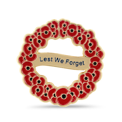 Lest We Forget Poppy Wreath Badge